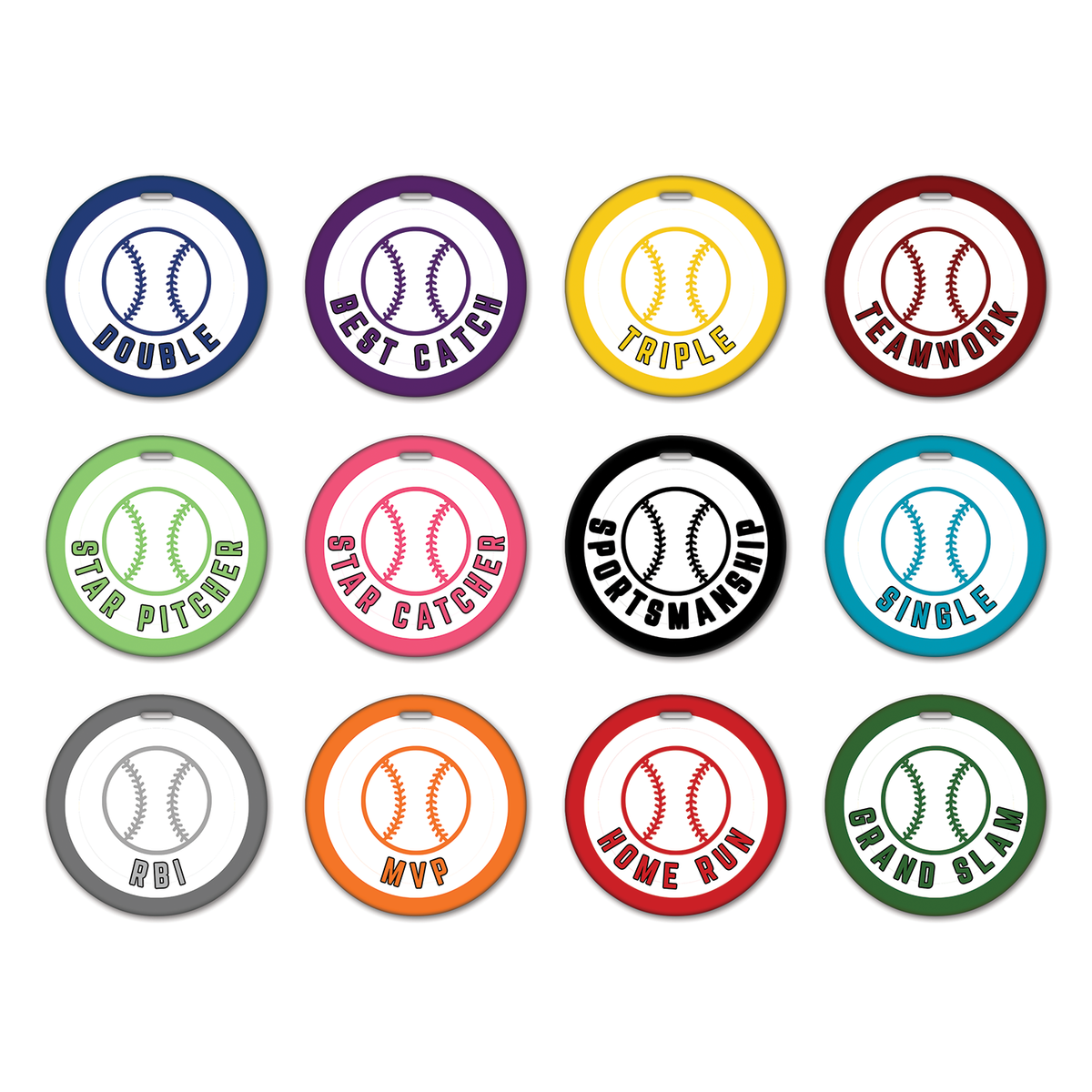 Classic Baseball Circle Tag Collection – 12 Designs, 300 Tags