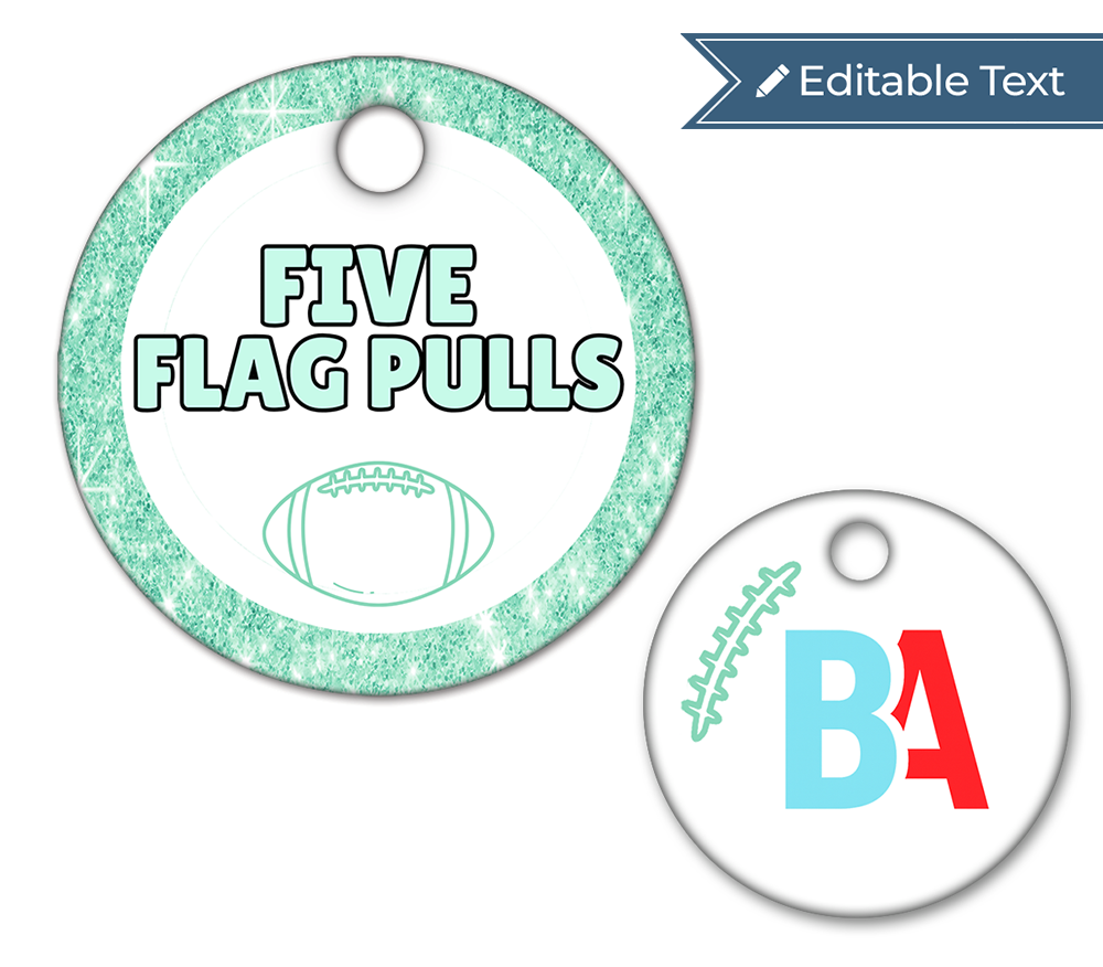 Football Five Flag Pulls Tag - Sparkle